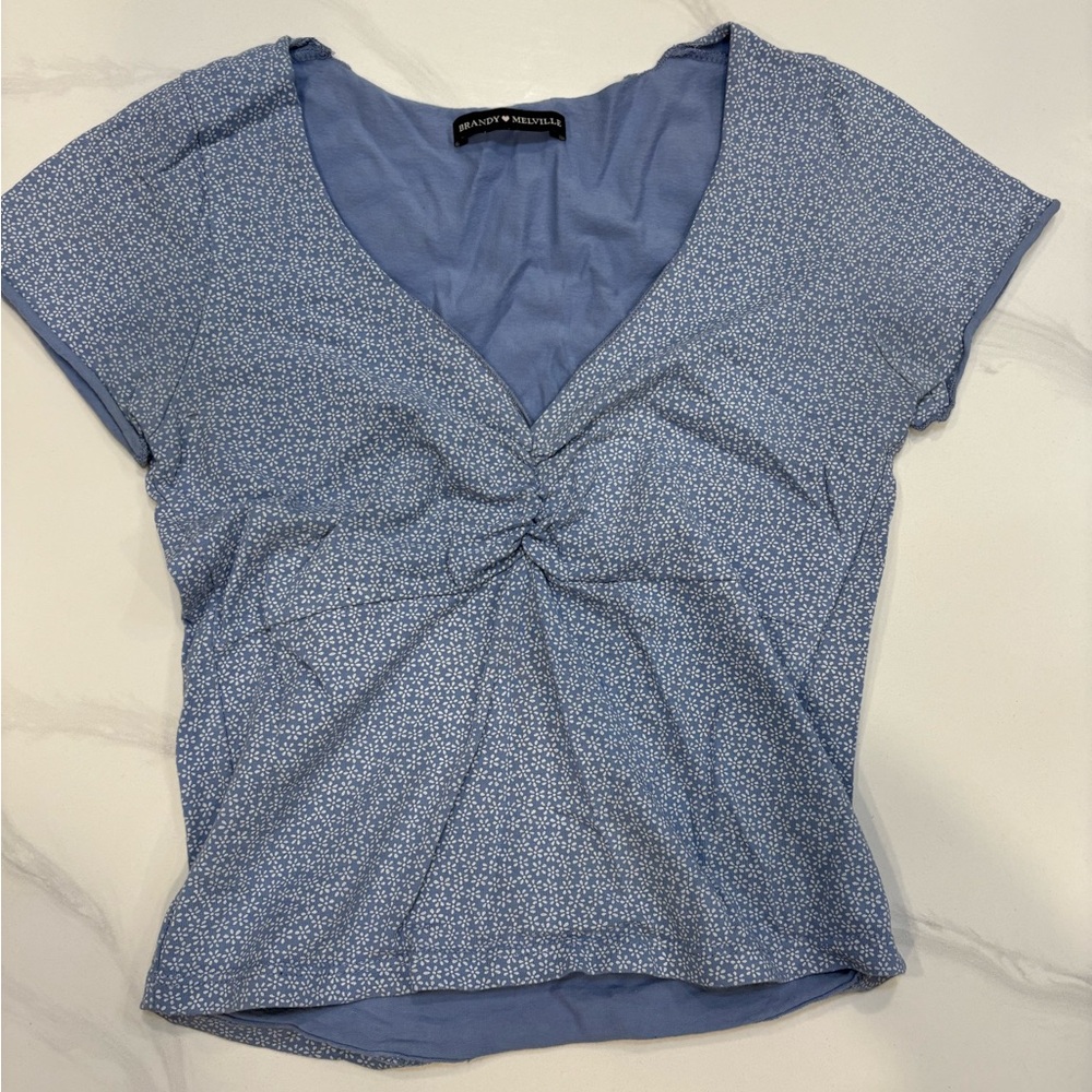 Brandy Melville Light Blue Patterned top